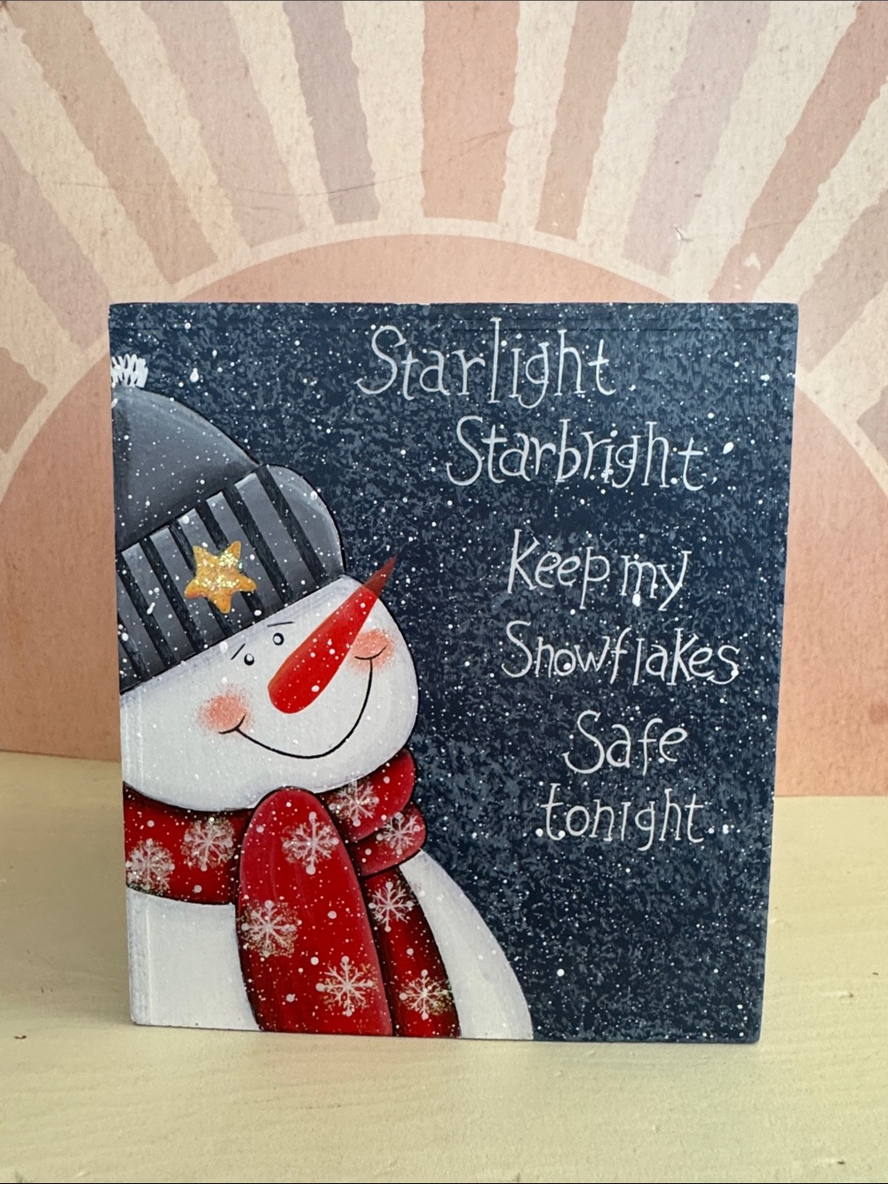 Snowman Holiday Square Box Tissue Holder with Starlight Starbright Rhyme